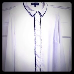 Eloquii black trim blouse